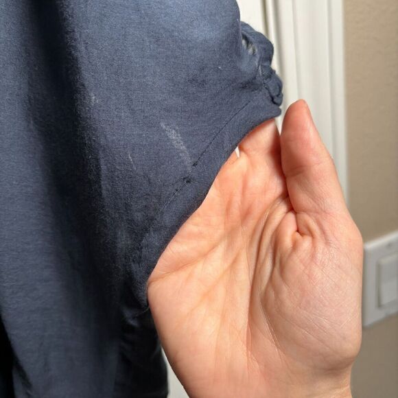 Equipment Femme Blue Button Up Top Cotton Silk Womens L Slouchy Beach Oversized - Picture 6 of 9